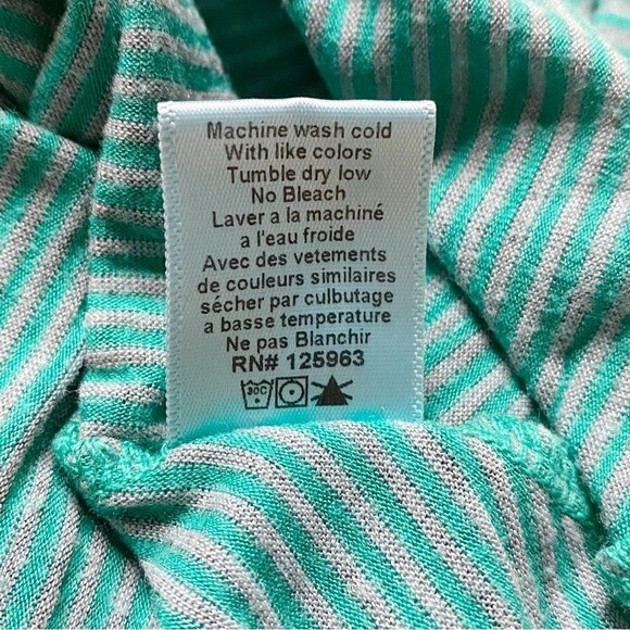 Beyond Yoga Teal Striped Workout Top 3/4 Length Sleeves Semi Sheer Size Medium - Picture 7 of 9